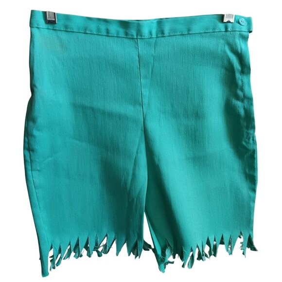 26" Vintage 1960's Womens Shorts Medium Rockabilly HIGH WAIST COUNTRY FRAY Blue - Picture 1 of 6